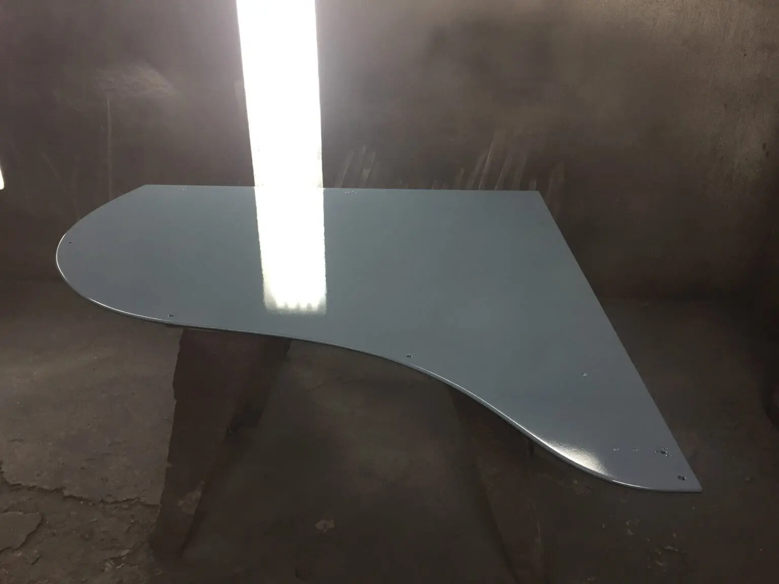 A table with a light on it
