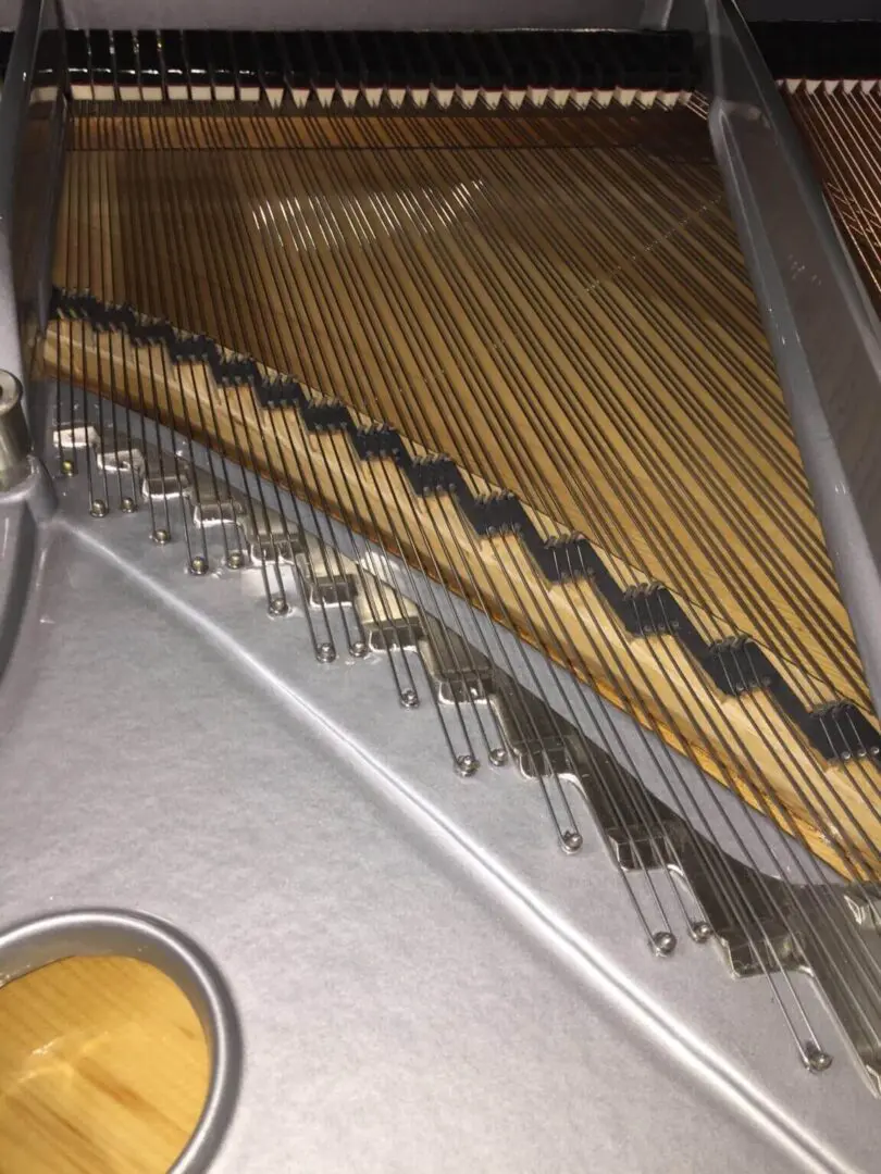 A piano with some strings on it